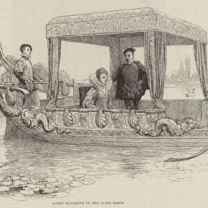 Queen Elizabeth in her State Barge (engraving)
