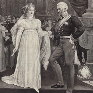 Queen Louise of Prussia and Prince Blucher at a court ball at the Royal Palace of Berlin (engraving)