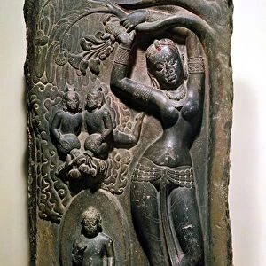 Queen Maya giving birth to the future Buddha (limestone)