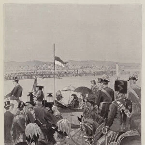 The Queens Review at Aldershot, the General Salute (litho)