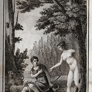 QUERCULANES, nymphs, channel protectors. Engraving from 1819 in "