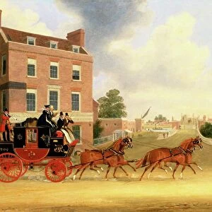 Quicksilver Royal Mail passing the Star and Garter at Kew Bridge, 1835 (oil on canvas)