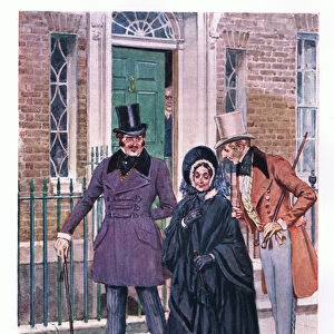 They quitted the house with Mrs Nicleby between them (colour litho)