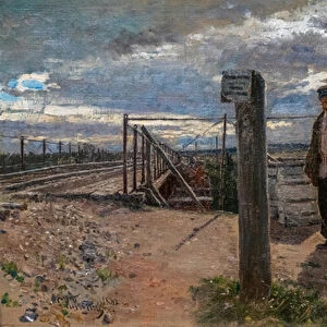 RAILWAY WORKER IN KHOTKOVO, 1882 (oil on canvas)