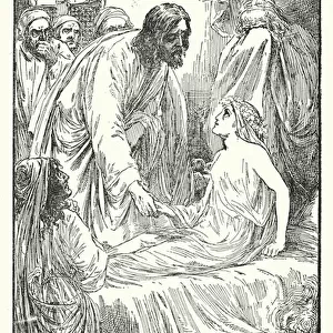Raising of Jairus daughter by Jesus Christ (engraving)