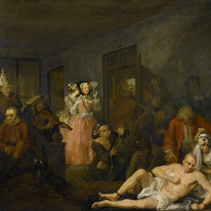 A Rakes Progress VIII: The Rake in Bedlam, 1733 (oil on canvas)