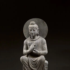 Rare figure of Buddha Shakyamuni, Gandhara Region, 2nd / 3rd century (grey schist)