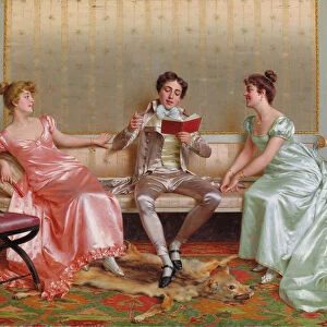 The Reading, (oil on canvas)