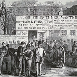 Recruiting Station in City Hall Park, New York, March 1864 (engraving)