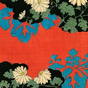 Red and Black Design with Daisies, 1882 (colour woodblock print)