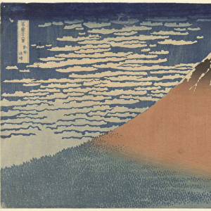 Red Fuji with South wind and a clear sky, c. 1850 (woodblock print)