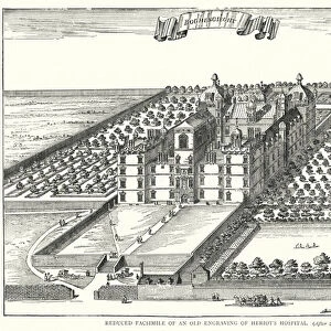 Reduced Facsimile of an Old Engraving of Heriots Hospital (engraving)