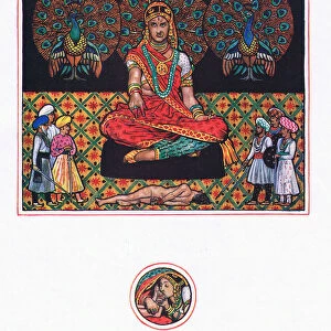 The regret of the Ranee in the Hall of Peacocks, illustration from The Garden of Kama (and other lyrics from India), 1920 (colour litho)