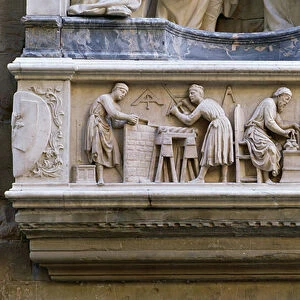 Relief depicting artists and craftsmen at work, from the base of the niche depicting