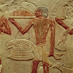 Relief depicting a porter with a basket of fledglings, from the Tomb of Princess Idut