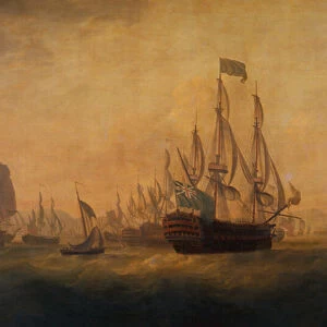 The Relief of Gibraltar by Admiral Lord Howe, 11th October 1782 (oil on canvas)