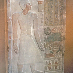 Relief stela of Senwosret, chief of the treasury, Middle Kingdom, c. 1970-1900 BC (painted limestone)