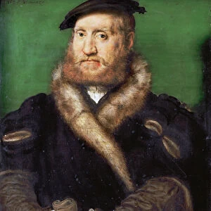 Renaissance : Portrait of a bearded man with fur coat par Corneille de Lyon (1500 / 10-1575
