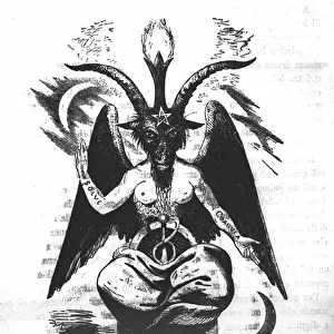 Representation of the Baphomet: a monster with a goat head and a woman