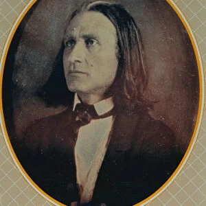 Reproduction of a daguerrotype of Franz Liszt (1811-86) taken c. 1856 (colour litho)