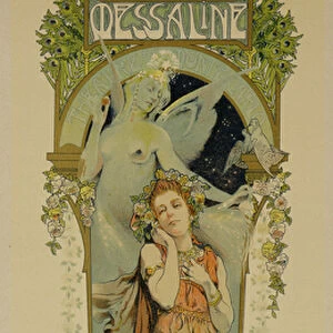 Reproduction of a poster advertising the opera Messaline, Casino de Monte Carlo