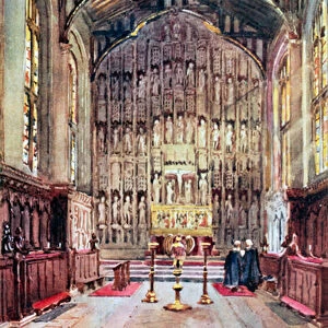 The reredos, All Souls Chapel, Oxford (colour litho)