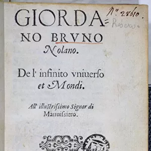 Res 28610 Title page of De l Infinito Universo et Mondi by Giordano Bruno