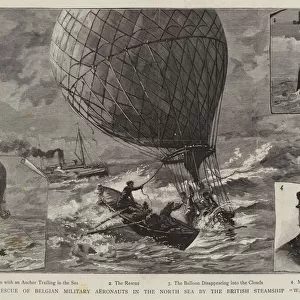 Rescue of Belgian Military Aeronauts in the North Sea by the British Steamship "Warrior"(engraving)