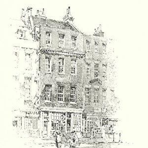 Residence of Thomas Davies, London, where Dr Johnson and James Boswell first met (litho)