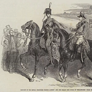 Return of His Royal Highness Prince Albert and His Grace the Duke of Wellington from the Review on Wimbledon Common (engraving)