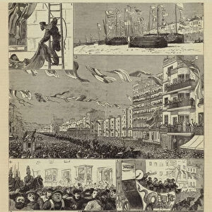 The Return of the Troops from Egypt, Reception of the Fourth Dragoon Guards at Brighton (engraving)