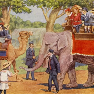 Rides on the elephant and camel (colour litho)