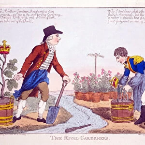 The Rival Gardeners, pub. 1803 (hand coloured engraving)