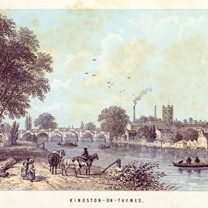 River Thames: Kingston-on-Thames (coloured engraving)