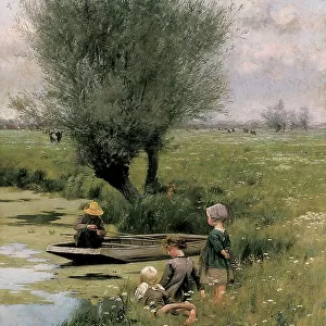 By the Riverside (oil on canvas)