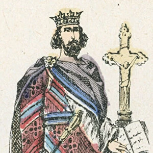 Robert le pieux, 37e roi, monte sur le trone en 997, mort en 1031 (coloured engraving)