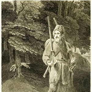 Robinson Crusoe hunting from "The Life and Strange Surprising Adventures