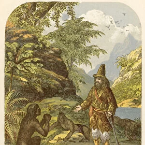 Robinson Crusoe rescuing Friday from the savages