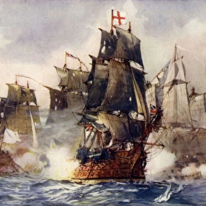 Rodneys "Formidable"Breaking the Line, 1782 (colour litho)