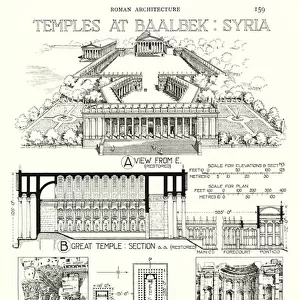 Roman Architecture; Temples at Baalbek, Syria (litho)