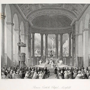 Roman Catholic Chapel, Moorfields, from London Interiors with their Costumes
