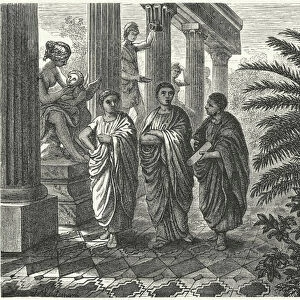 The Roman Emperor Augustus, Gaius Maecenas and Virgil (engraving)