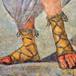 Roman shoes with lace up. Detail. Late 2nd century - beginning 3rd century (fresco)