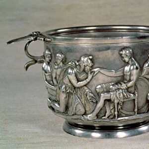 Roman silver-gilt drinking cup depicting King Priam of Troy appealing to Achilles for