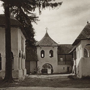 Romania: Polavraci Monastery (b / w photo)
