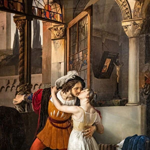 Romeos last kiss to Juliet, 1858 (oil on canvas)