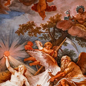 Romulus is welcomed in Olympus by Jupiter. Detail of "Apotheosis of Romulus "1775 -1779, fresco