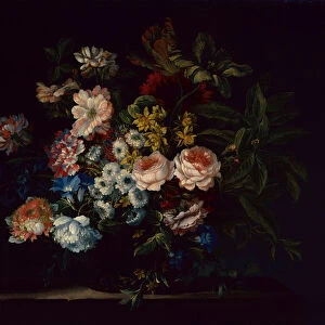 Roses, Carnations, Hyacinths and Flowers (oil on canvas)