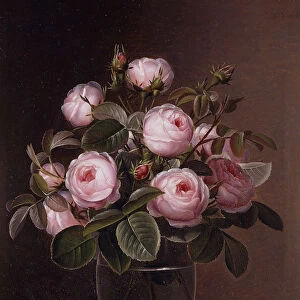 Roses in a Glass Vase, 1842 (oil on panel)