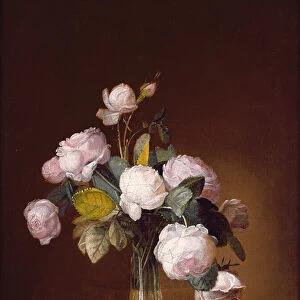 Roses on a Stone Ledge (oil on canvas)